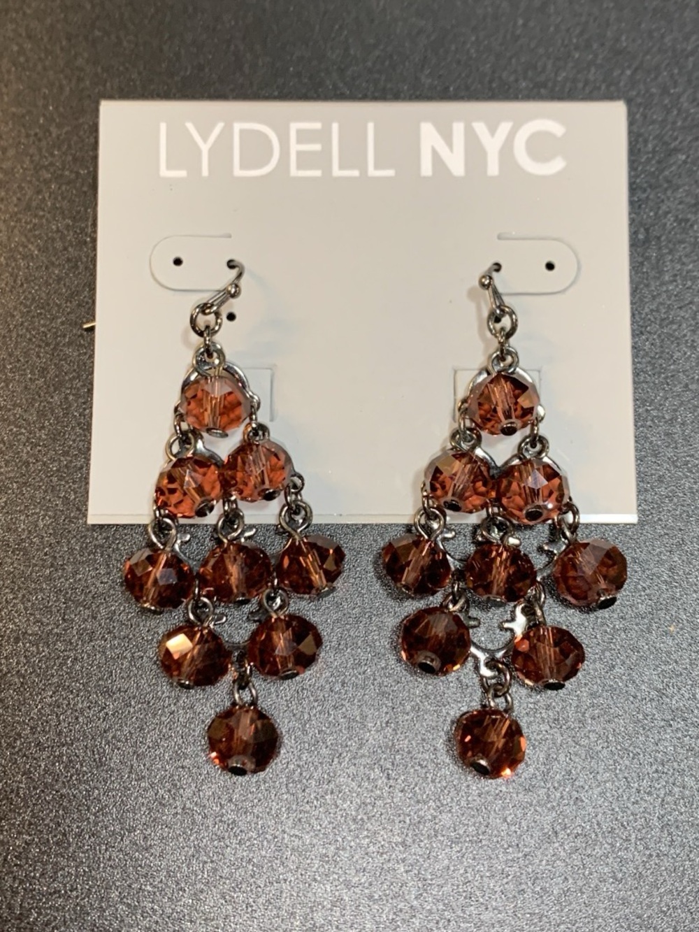 NWT Lydell NYC Brown Crystal Chandelier Earrings